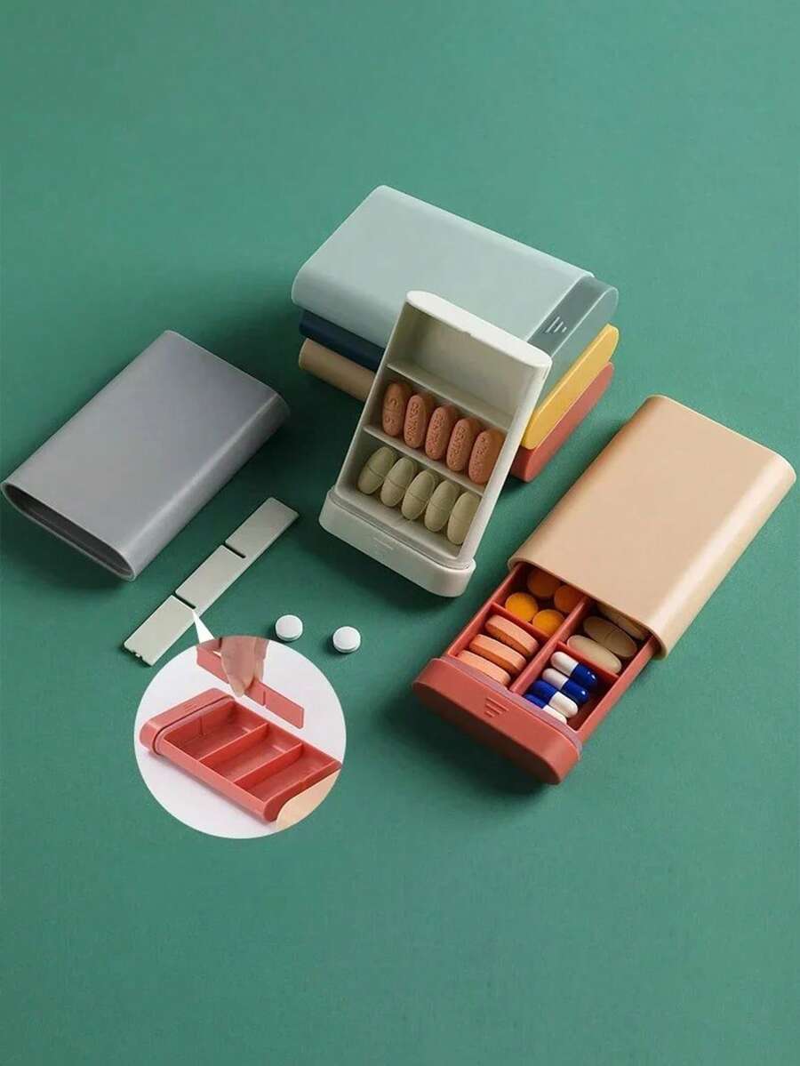 Tragbare Multi-Fach Pillenorganizer, bunter kompakter Medikamentenkoffer für Reisen & täglichen Gebrauch, Pillendose mit sicheren Deckeln zum Sortieren von Vitaminen & Nahrungsergänzungsmitteln, kleine Pillenbox für die Medikamentenverwaltung unterwegs