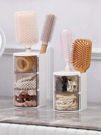 2/1 pieza Caja giratoria de almacenamiento de accesorios para el cabello - Organizador para brochas de maquillaje, peines, pasadores para el cabello, scrunchies, pinzas para el cabello y joyas, regalo perfecto para Halloween/Navidad/Acción de Gracias