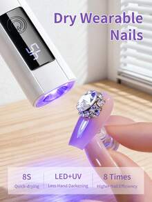 XEIJAYI 1个迷你可充电UV LED美甲灯，适用于凝胶美甲，快速干燥，UV LED凝胶指甲油美甲烘干灯，美甲工具，可充电沙龙设备 - 白色 - 查看 5