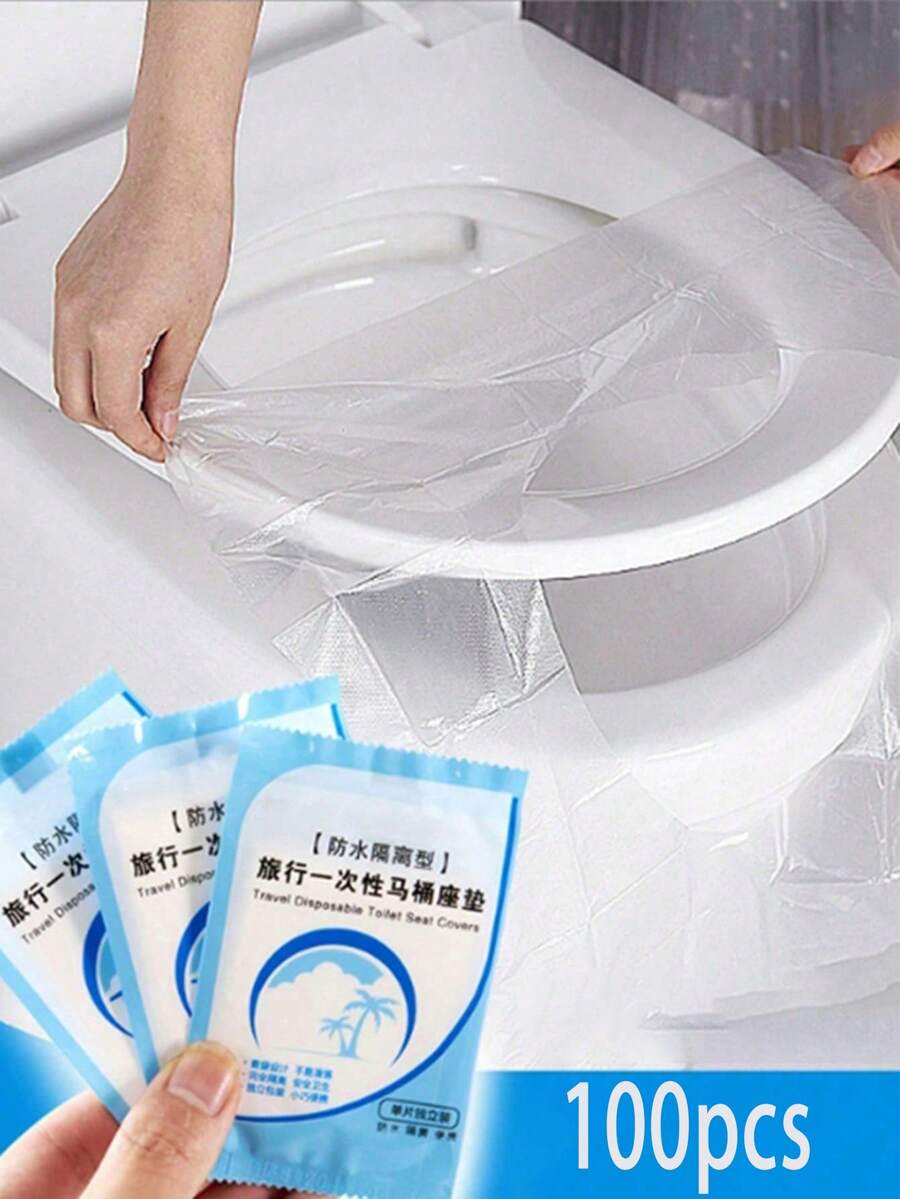 50pcs Disposable Non-Woven Toilet Seat Covers, Portable Travel Toilet Mat, Waterproof Toilet Paper Pad, Essential For Travel & Business, Bathroom Decor, Summer