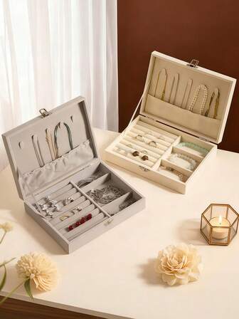 1 Stück große Schmuckbox mit Schloss, Schmuckorganizer Box, multifunktionale Ring, Ohrring, Halskette, Uhr, Armband Aufbewahrungsbox, Kosmetikaufbewahrungsbox, Schreibtischorganizer, geeignet für Frauen und Mädchen, perfekt zum Aufbewahren von verschiedenem Schmuck, moderner Stil, ein ausgezeichnetes Geschenk für Frauen, Mütter und Lehrer.