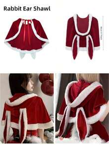 Christmas Red Cape, Santa Claus Cape, Christmas Long Or Short Hooded Cape, Christmas Cloak, Women's Christmas Velvet Costume, Little Red Riding Hood Cloak, Hooded Cape For Halloween Anime Cosplay Party - Multicolor - View 17