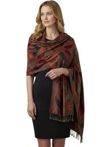 Bufanda de pashmina de paisley para mujeres PASKMLNA - A18-22 Gris moca - Ver 1
