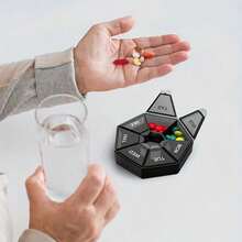 1pc 7-Day Mini Compact Pill Organizer Box, Durable Plastic, Leak-Proof & Secure Closure, Travel-Friendly Lightweight Multi-Compartment Sealed Pill Case, Easy To Open Weekly Medication Storage Container For Home/Travel/Office/Daily Use, Easy To Carry & Reusable - Multicolor - View 5