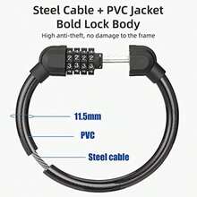 Keenso Candado con Contraseña de 4 Dígitos, Candado con Cable para Bicicleta Antirrobo Portátil, Candados Antirrobo para Bicicletas de Resistencia, Candado con Contraseña(negro) - Multicolor - Ver 4