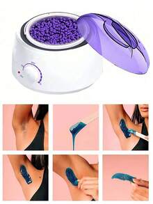 Hard Wax Hair Removal Kit - Wax Warmer + 4 Colored Wax Beans + Applicator Sticks - Salon-Grade Painless Hair Removal For Body/Legs/Underarms - Long-Lasting Results - Cross-Border E-Commerce Hot Seller ﻿ - EU C Type Plug(220-240V) - View 11