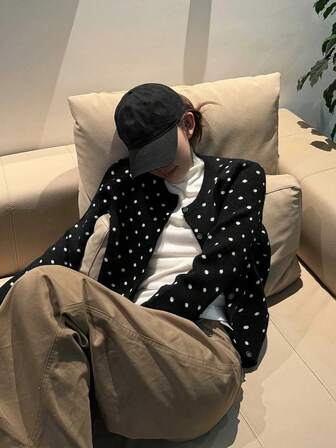 Polka Dot Pattern Cardigan, Casual Women Long Sleeve Sweater For Autumn/Winter