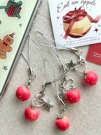 1pc Creative Mini Apple Shaped Faux Phone Charm, Cute Niche Bag/Camera Decor, Keychain Gift For Friends