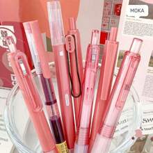 ST Retractable Ballpoint Pen Assorted Set, Quick-Drying Ink Pens For Students, Black - Rose Red - View 3