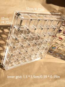 1个磁性透明亚克力美甲水钻收纳盒 - 防尘防水36格美甲宝石及珠宝配件收纳盒 - 無色 - 查看 6