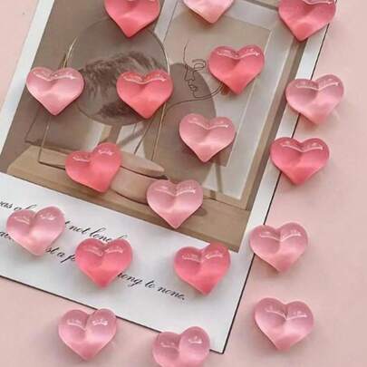 2个/5个/8个/10个/15个/18个装 新款粉色心形磁性贴纸，卡通红色心形塑料冰箱贴，家居装饰，节日装饰，礼品，冰箱装饰，厨房装饰