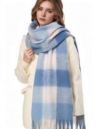 1pc Small Plaid Scarf, Soft & Warm For Autumn/Winter