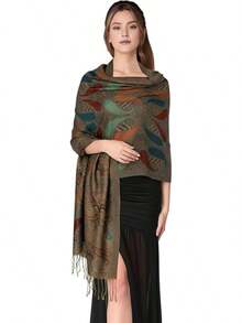 Paisley Pashmina Scarf For Women PASKMLNA - A18-3mocha-bluish Green - View 12