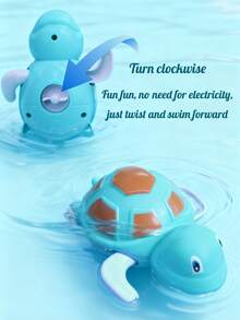 1个发条小海龟洗澡玩具，婴幼儿洗澡戏水玩具，男孩女孩互动洗澡玩具 - 彩色 - 查看 8
