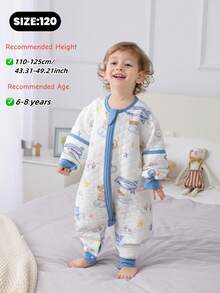 1.5tog 儿童睡袋，适合 3 个月至 7 岁宝宝，春秋冬款，薄棉绗缝睡袋，可拆卸袖子，儿童防踢防寒睡袋