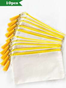 1个/5个（混色）帆布拉链流苏收纳包，旅行化妆包，化妆品收纳包，铅笔盒，DIY收纳袋，DIY礼物，化妆包，洗漱包，浴室用品，大学宿舍旅行必备，多功能化妆品收纳包，可爱手提包钱包收纳包，便携式化妆刷收纳包，带拉链，可存放口红、护肤品、手机、硬币和其他小物件，适合居家、旅行、海滩、泳池派对、度假和上学等场合。