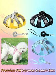 Reflective Dog Harness, Breathable Mesh Pet Leash, Suitable For Walking And Running - Pink - View 7