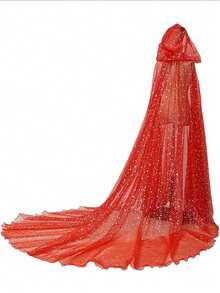 Women's Bridal Sheer Hooded Cloak Shawl Dress Robe, Halloween Costume, Wedding, Carnival, Valentine's Day Autumn Outfit - Multicolor - View 5