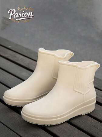 Women's Winter Waterproof Anti-Slip Thick-Sole Boots - Versatile Comfortable Outdoor Work Kitchen Rain Boots, Fashionable Anti-Slip Design With Warm Lining (Removable Lining)