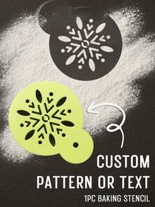 1 pieza Plantilla de horneado personalizada, plantilla de espolvoreo navideña personalizada con texto o patrón personalizado, plantilla reutilizable para decorar galletas y pasteles navideños, molde de polvo de cacao y azúcar DIY para tartas, magdalenas, arte de café con leche, hornear de invierno, postres de fiesta e ideas de regalo - Colores personalizados - Ver 5