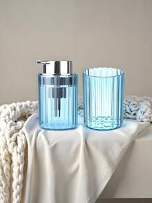 Farmhouse Style Decorative Foam Soap Dispenser, Toothbrush Holder - Black Black Pump Set - View 4