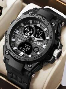 男士多功能运动防水电子表，休闲 LED 显示屏腕表，适合年轻人 - 黑色 - 查看 9