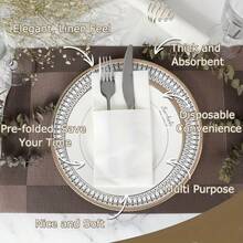 100pcs Disposable Linen-Texture Napkins With Cutlery Pouch, Highly Absorbent Cloth-Like Table Napkins For Kitchen, Bathroom, Party, Wedding, Dinner, Event - Multicolor - View 4