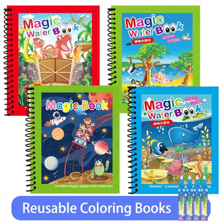 1pc Reusable Coloring Book, Coloring Book, Painting, Painting Toy - Multicolor - View 1