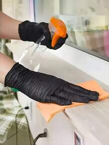 50/100pcs Black Nitrile Gloves, Powder-Free, Durable. Sizes: S, M, L, XL. Disposable Household Cleaning Gloves, Suitable For Kitchen, Bathroom, Cleaning, Tattoo Shops, Salons, Hair Dye, Pet Care, Beauty Supplies And Household Tools (Excluding Packaging Box) - Multicolor - View 6