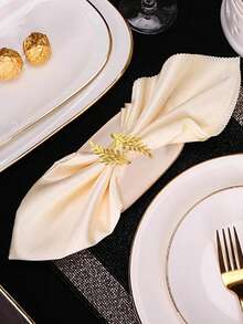 4-20pcs Metal Leaf Napkin Rings, Napkin Holders, Wheat Napkin Rings For Wedding, Christmas Party, Banquet (4pcs Per Set) - Gold - View 8