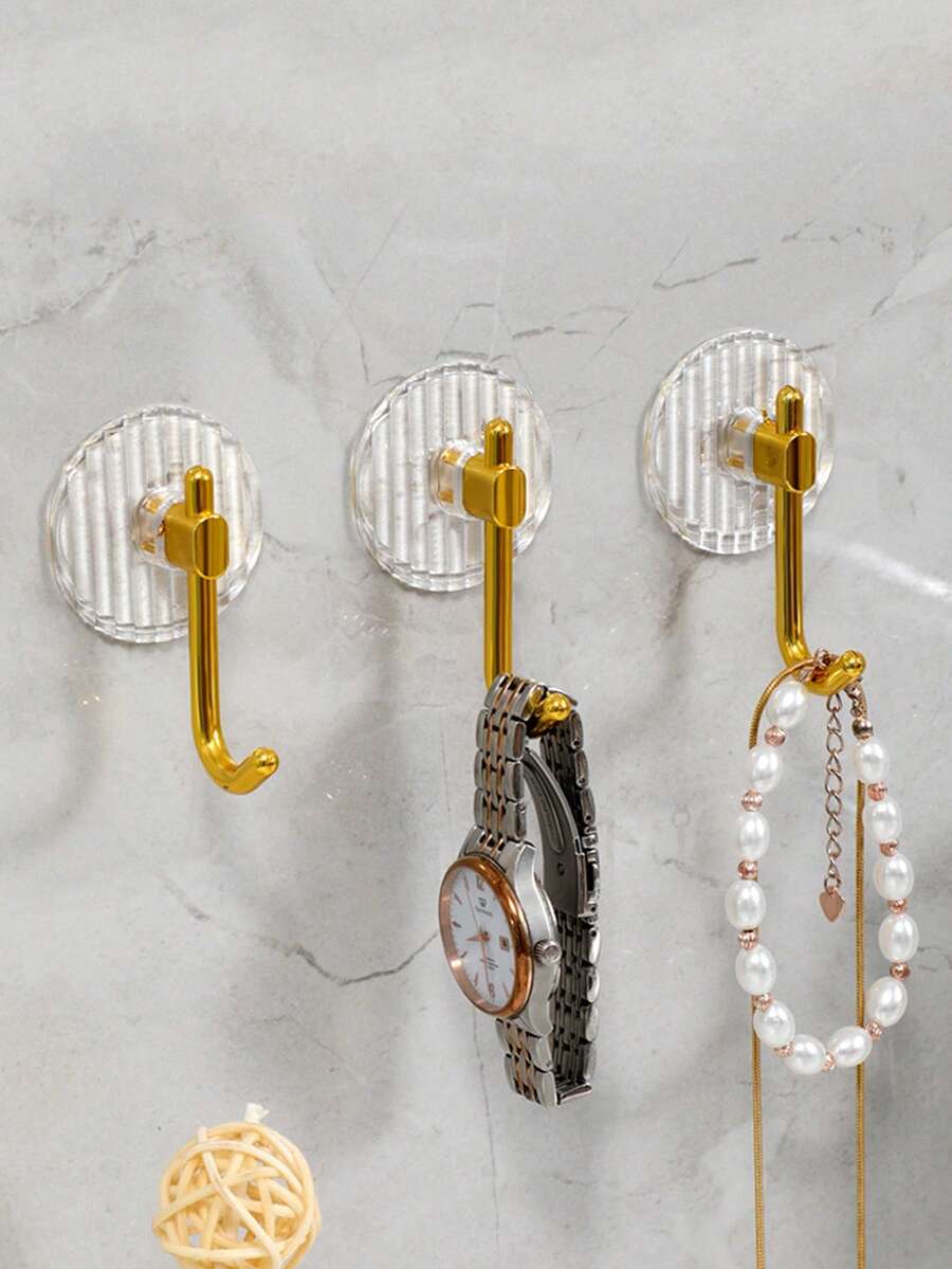 4pcs Acrylic Adhesive Hooks, No Drilling, Strong Sticky Hooks For Entryway, Bathroom, Towel, Clothes