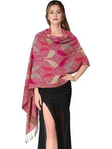 Paisley Pashmina Scarf For Women PASKMLNA - A18-24 Hotpink-beige - View 1