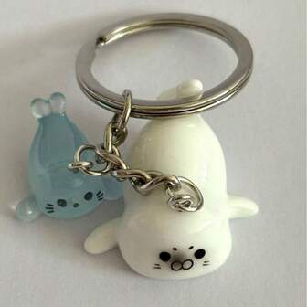 Set de llaveros luminosos con diseño de león marino de dibujos animados en 3D - Adorable estilo oceánico, regalo perfecto para vacaciones/vuelta al colegio para hombres y mujeres