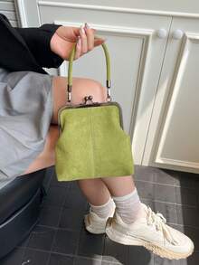 2025 Autumn And Winter New Fashion Retro Suede Material Handbag, Detachable Women's Shoulder Bag, With Button Closure Wallet. Simple Green Crossbody Bag - Green - View 9