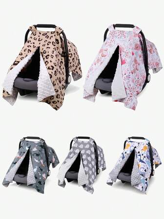 1 st bilbarnstolsskydd för spädbarn, Peekaboo-öppning Minky-bilbarnstolsskydd för babymamma amning amningsskydd, Minky-filt för spädbarn småbarn