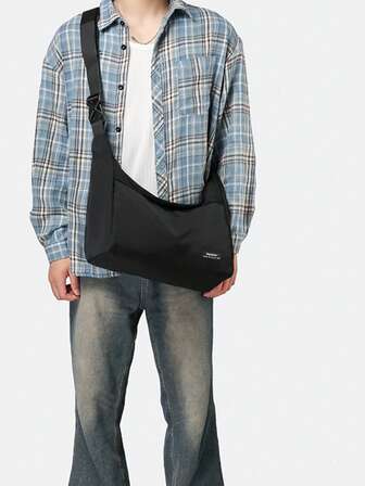 1 st herr nylon axelväska axelväska, nylon hoboväska med justerbar rem reptålig och slitstark ficka för pass pengar ID-kort kreditkort lätt för pendling/pendling present till pojkvän