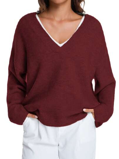 女士必备大码长袖V领毛衣——秋冬衣橱必备单品