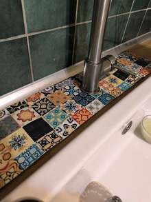 1 件波西米亚硅藻泥防滑水龙头排水垫，复古图案，适用于多种水龙头，适用于浴室和厨房，水槽边防滑厨房垫，天然卫生的厨房必备品，适合家庭和厨房房间装饰，是您舒适的秋冬风格和圣诞装饰的一部分 - 彩色 - 查看 8