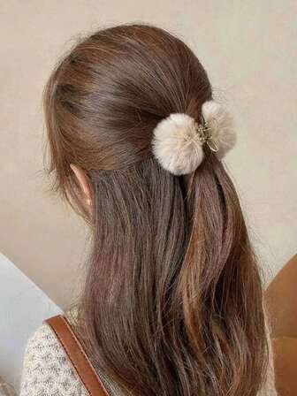 1pc Women Fashion Butterfly Fluffy Hair Claw Elegant Hair Clips Fashion Hair Clutch Winter Hair Accessories