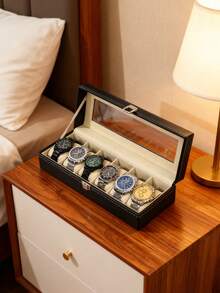 1 pieza Caja de reloj de cuero, Estuche de exhibición de almacenamiento de relojes, Decoración del hogar, Caja de exhibición de mercado de pulgas, Caja de regalo elegante y minimalista - Multicolor - Ver 7