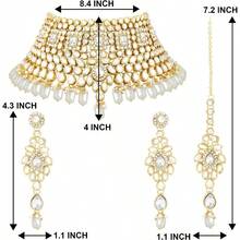 - Gargantilla de novia con perlas de Maang Tikka, chapado en oro indio, color verde Rani Padmavati Kundan, collar con collar de joyera tradicional para mujer - blanco - Ver 5