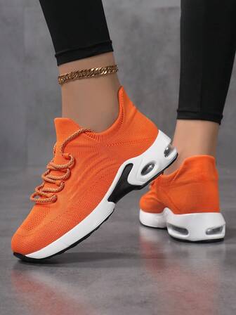 Women Knit Mesh Lace-Up Casual Sneakers For Daily Wear