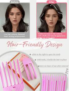 蓬松刘海发夹，刘海造型测量夹，男女通用厚发夹，男女通用蓬松发夹 - 头发测量夹造型工具，蓬松梳式蓬松刘海夹适用于打造蓬松发根造型，无需发蜡即可打造蓬松自然的无痕发型，不伤发质 - 彩色 - 查看 7