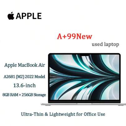  二手 Apple MacBook Air 2022款 A2681 M2晶片 (8核心CPU+10核心GPU) 8GB+256GB 13.6吋 Liquid視網膜螢幕 2560x1664解析度 500尼特亮度 P3廣色域 最長18小時電池續航力 52.6Wh00尼特亮度 P3廣色域 最長18小時電池續航力 52.6WhSafeSafeUS針對行動辦公室/學生/內容創作者/輕薄便攜筆記型電腦用戶