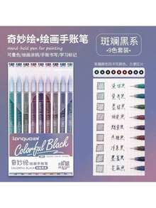 6支/9支装朗奇炫彩渐变色笔/荧光笔,0.5mm笔尖,透明笔杆,适用于绘画、标记、学生笔记、素描、手册制作、办公用途 - 彩色 - 查看 31