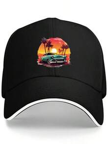 Unisex Fishing Sandwich Baseball Cap Vintage Car Summer Beach Retro Colors Adjustable  Duckbill Hat For Ou - Black - View 1