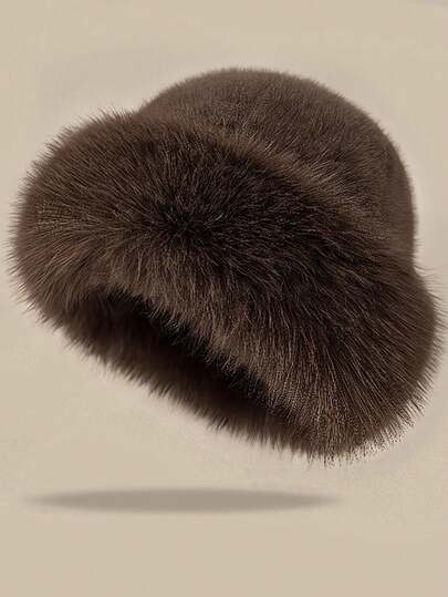 1 st. fluffig hinkhatt för kvinnor, förtjockad varm och mjuk, koreansk stil, vinter