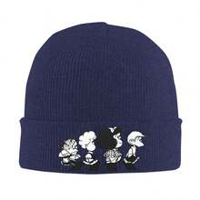 Mafalda & Friends Cartoon Beanie - Black Knit Winter Hat With Elastic Fit, Warm & Stylish For Men & Women, Perfect For Outdoor Sports & Casual Wear, Ideal Gift For Fans, Winter Headwear| Playful Design| Acrylic Beanie - 灰色的 - 查看 7