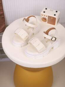 1 Pair Children's Fashion Simple Thick-Sole High Heel Sandals, Suitable For Summer - Beige - View 7