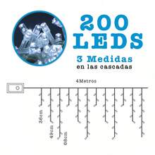 Serie Luces Navideña Cadena 200 Led 20 Metros 8 Modos Cable Transparente Decorativa Luz Multicolor Adorno Navidad Hogar Interior Exterior - Blanco - Ver 4